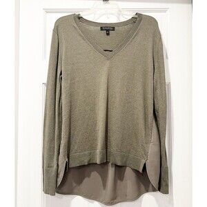 Banana Republic Shirt Womens M‎ Green V-Neck Long Sleeve Pima Cotton Cashmere